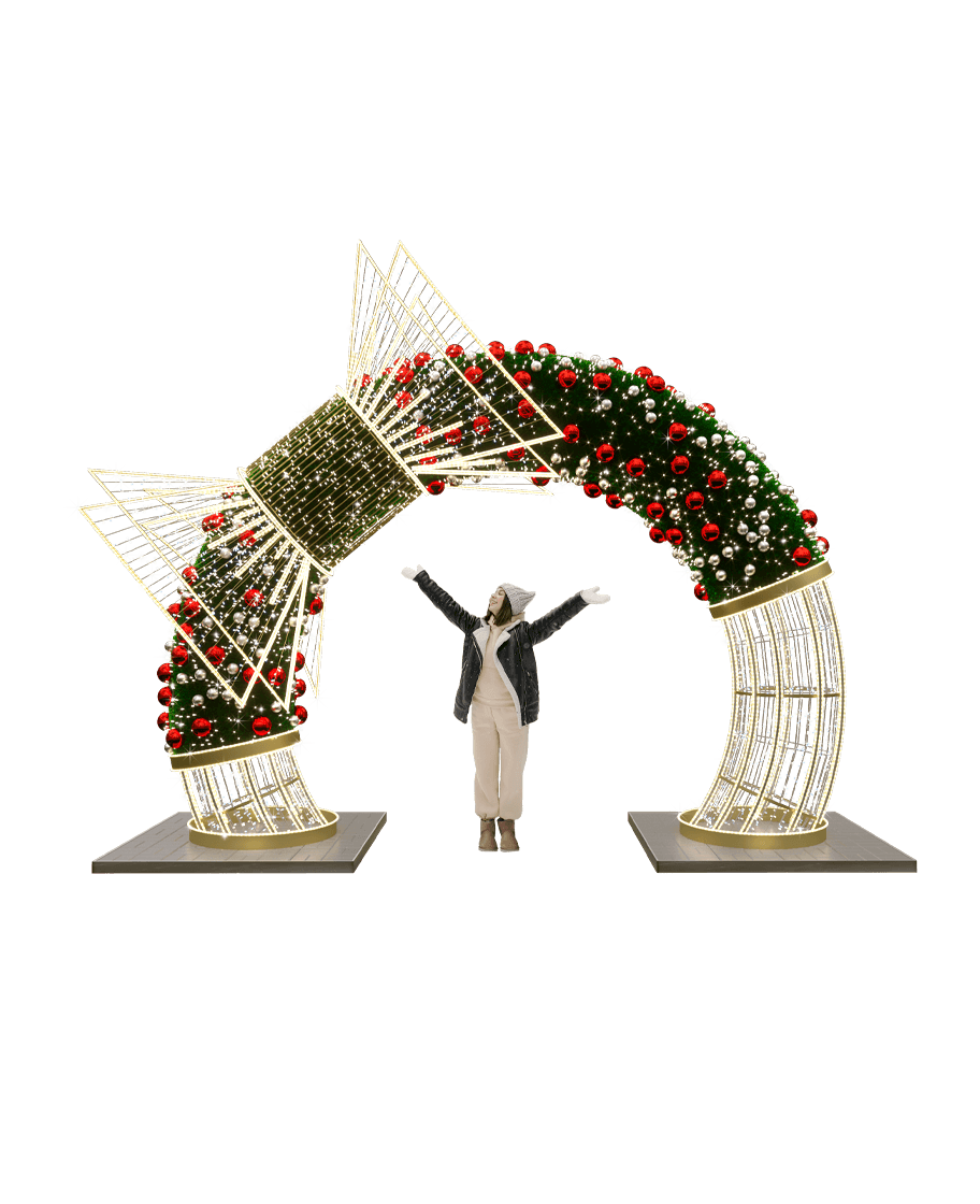 Новогодняя световая арка «Праздничный бант» из металла