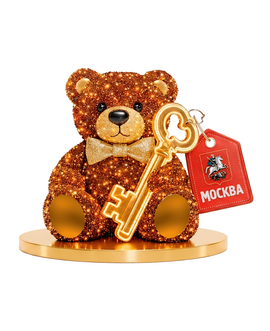 Световая фигура «Мишка с ключом» с биркой и тёплой подсветкой
