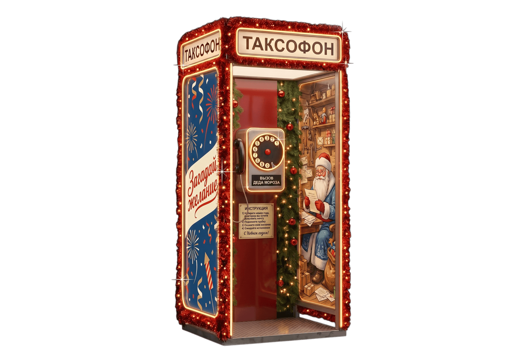 Интерактивный световой арт-объект «Таксофон желаний» для фотозоны