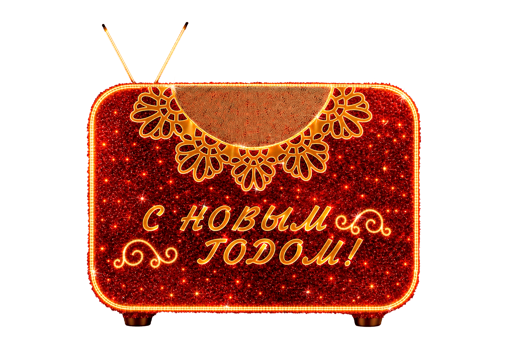 Световая инсталляция «Новогодний эфир» в форме ретротелевизора
