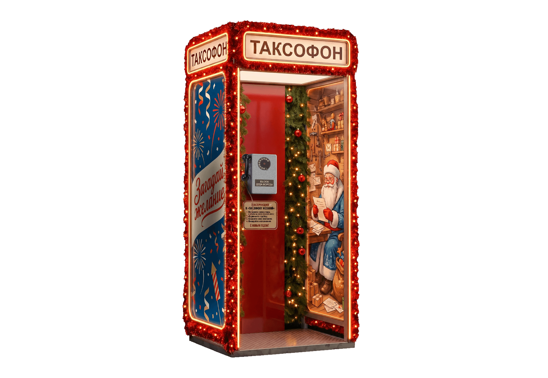 Интерактивный световой арт-объект «Таксофон желаний» для фотозоны